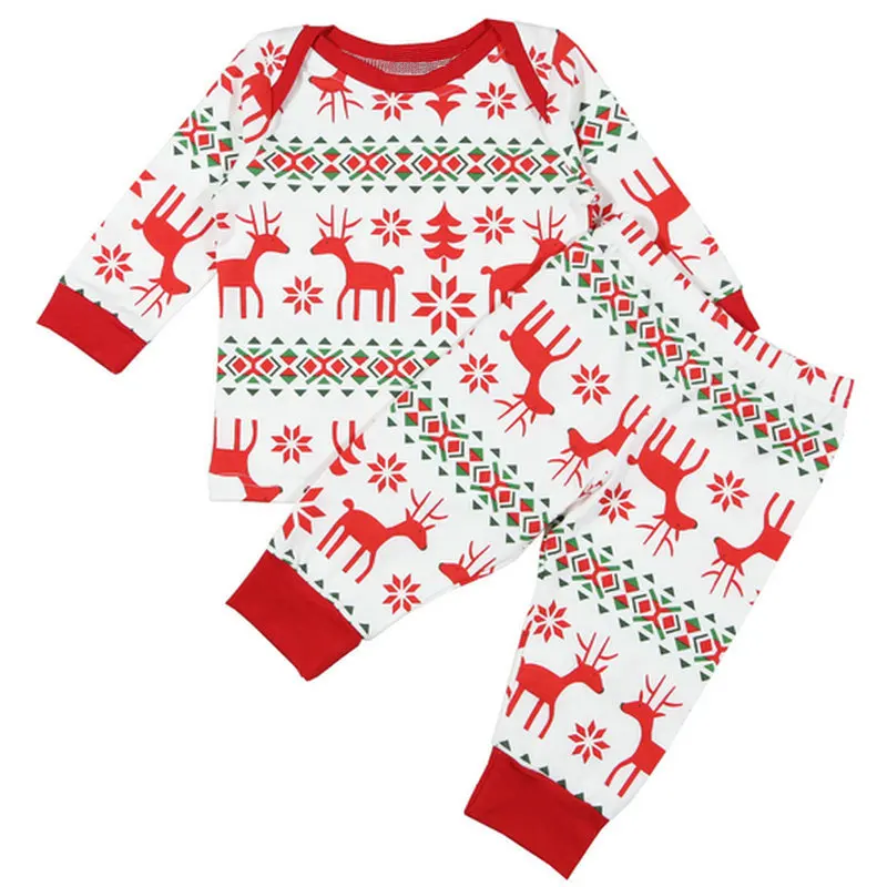 Baby Clothing Set Long Sleeve Deer Printed T-Shirts Pants Kids Girls Boys Set Outfits Costume Toddler Christmas Clothes Suits