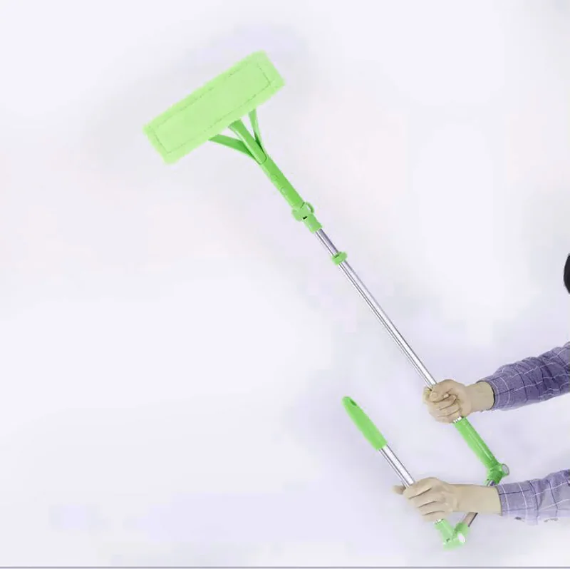 green Телескопическая многофункциональная Складная ручка пыли высотные оконные щетки для уборки дома сложенная щетка для мытья стекол двухсторонняя Hobot - Цвет: green