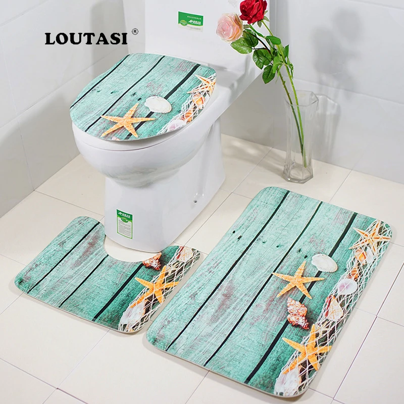 Loutsi 3 шт. коврики для ванной океан подводный мир Противоскользящий Набор ковриков для ванной флисовый пол для ванной моющиеся коврики Ванная комната коврик для туалета