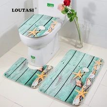 Loutsi 3 шт. коврики для ванной океан подводный мир Противоскользящий Набор ковриков для ванной флисовый пол для ванной моющиеся коврики Ванная комната коврик для туалета