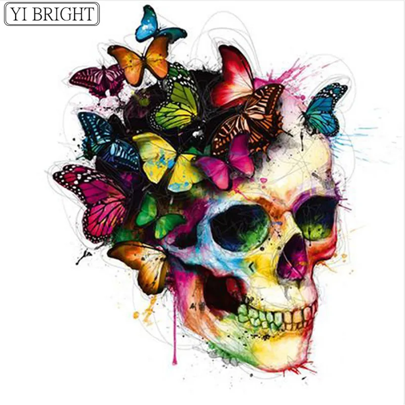 

5D DIY Full Square Diamond Painting Cross Stitch skull&butterfly 3D Diamond Embroidery Rhinestone Mosaic Home Decoration gift