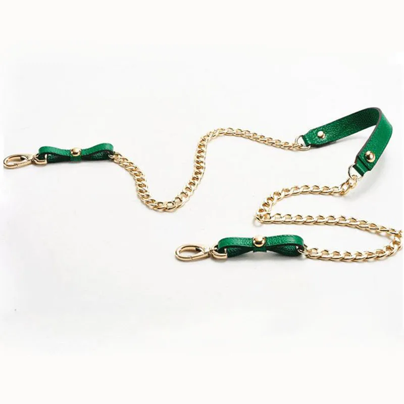 IMIDO Genuine Leather bag Strap Women replacement straps shoulder belt handbags accessories parts Gold Chain White Green STP024