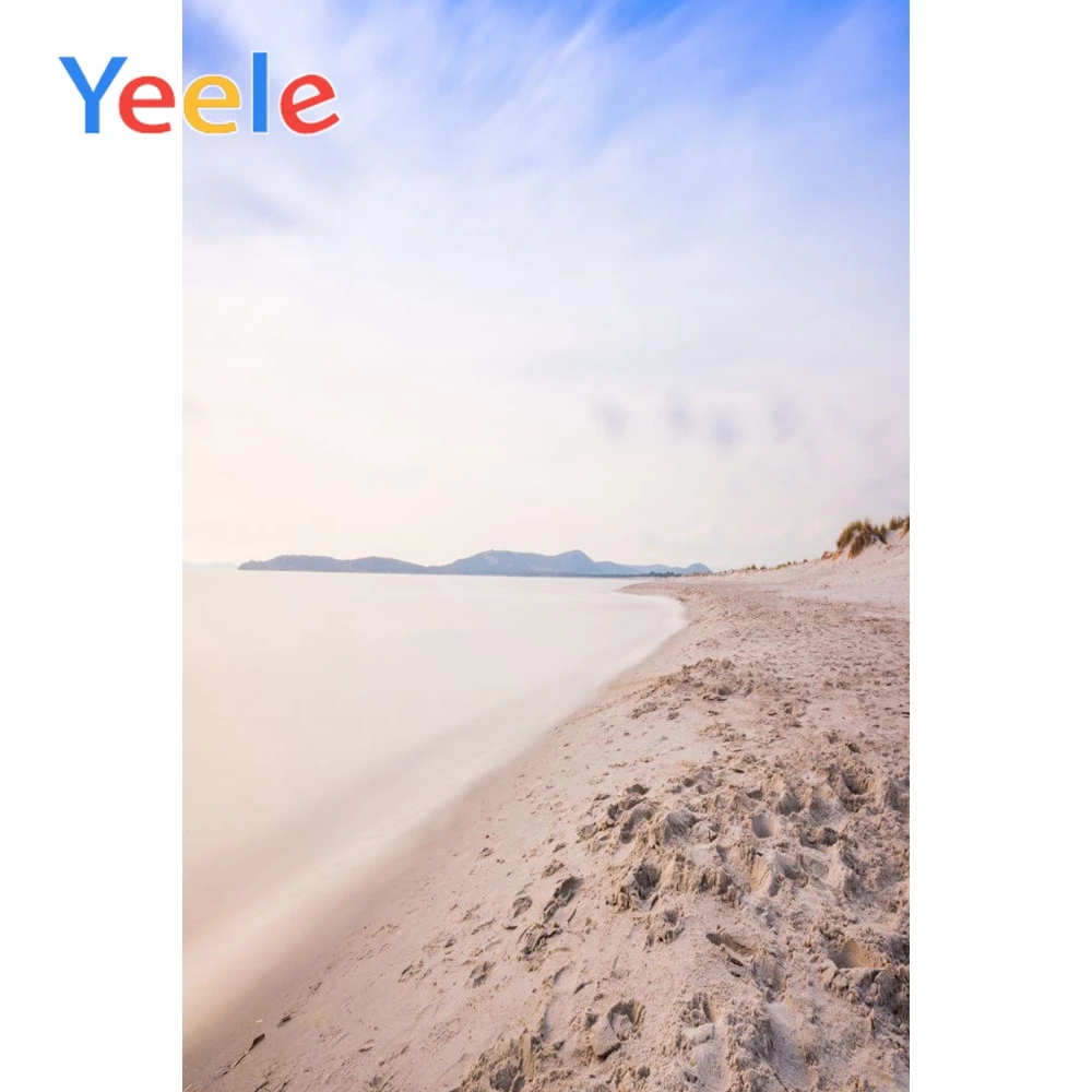 

Yeele Beach Footprint View Seaside Vacation Wedding Portrait Photography Backdrops Sky Photographic Backgrounds For Photo Studio