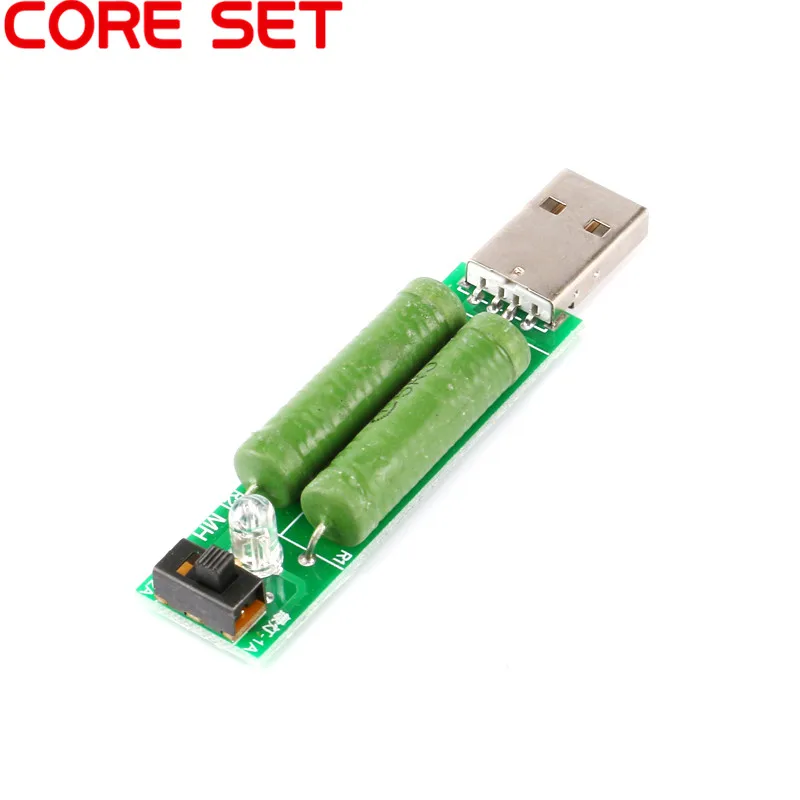 USB 미니 방전 인터페이스 부하 저항, 스위치 조정 가능 2A 1A 배터리 용량 전압 방전 저항 테스터