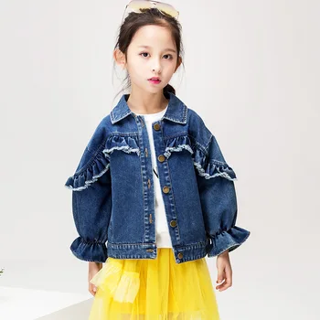 

2019 Girl Kids Spring Autumn Denim Ruffles Coat Jacket Girls Boys Jeans Casual Jackets Children Clothes