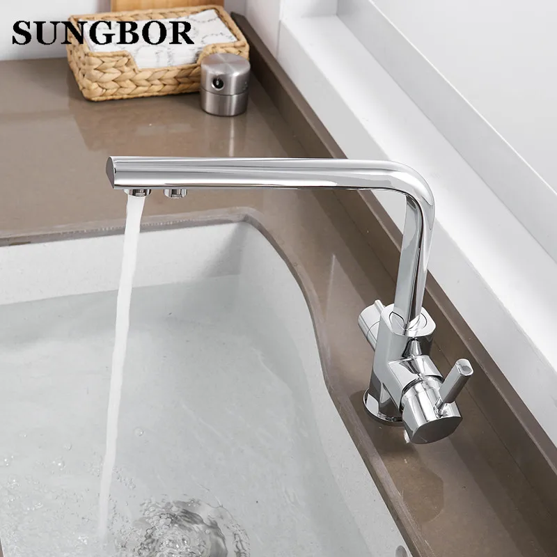 Chrome Kitchen Faucets 360 Degree Rotation 3 Way Water Filter Tap Water Faucets Solid Brass Kitchen Sink Tap Water Mixer CF-0188 Chrome Kitchen Faucets 360 Degree Rotation 3 Way Water Filter Tap Water Faucets Solid Brass Kitchen Sink Tap Water Mixer CF-0188