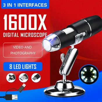 

Digital Microscope Endoscope 1600X 8LED Photos Inspection Monitoring Waterproof Practical Portable Computers Ear Cleaning Tool
