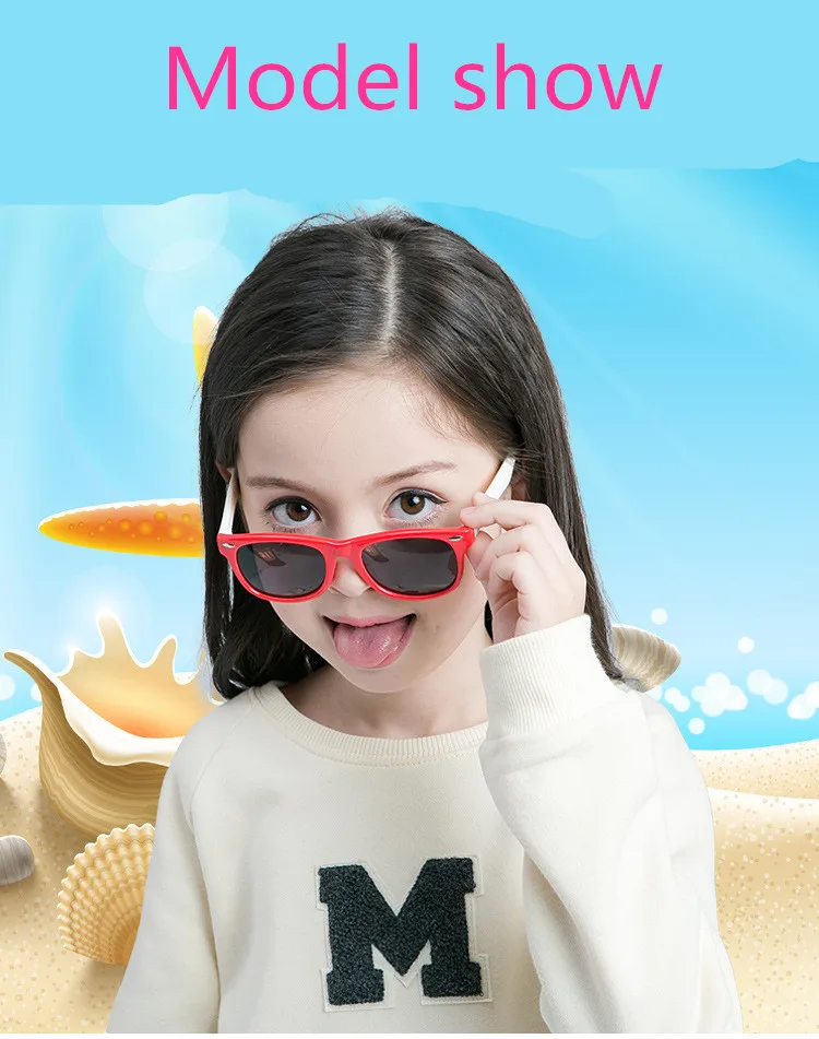 ASUOP 2019 new silicone polarized children's sunglasses UV400 square men and women kids glasses brand designer soft sunglasses (10)