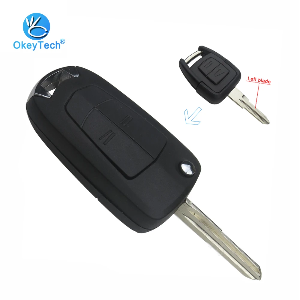 

OkeyTech Modified Key Flip Folding Remote Car Key Shell 2 Button Uncut HU46 Left Blade for Opel Montana Vectra Agile Novo Corsa