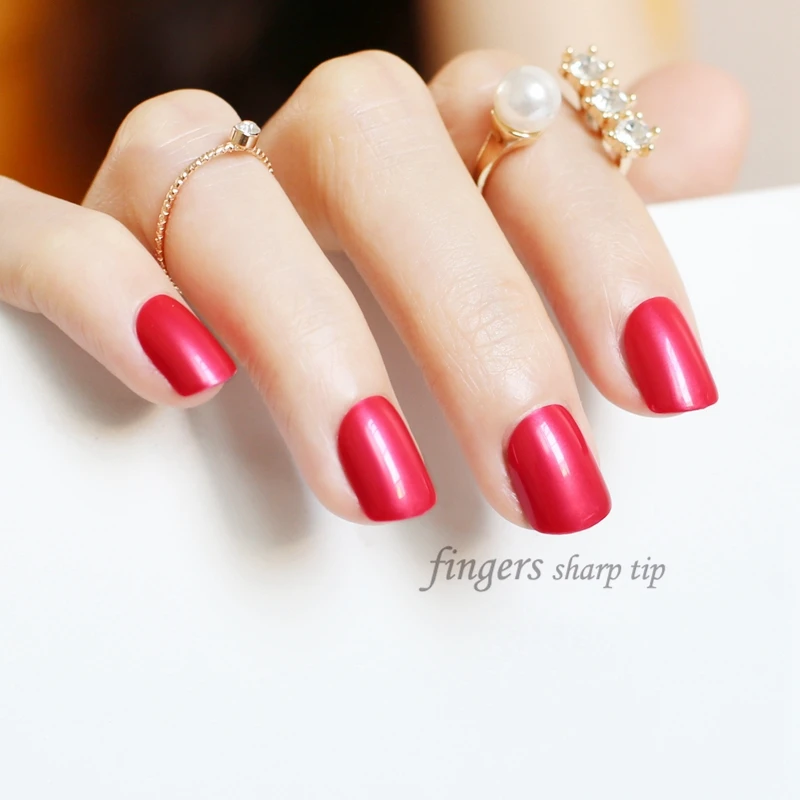 Wild sexy Candy colors false nails short round head 24pcs Ms. required Pearl Red N15227 | Красота и здоровье