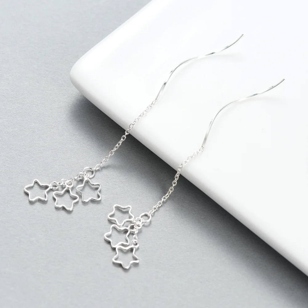 stars ear line 100% 925 Sterling silver Jewelry fashion Hypoallergenic dangle earrings for women gift