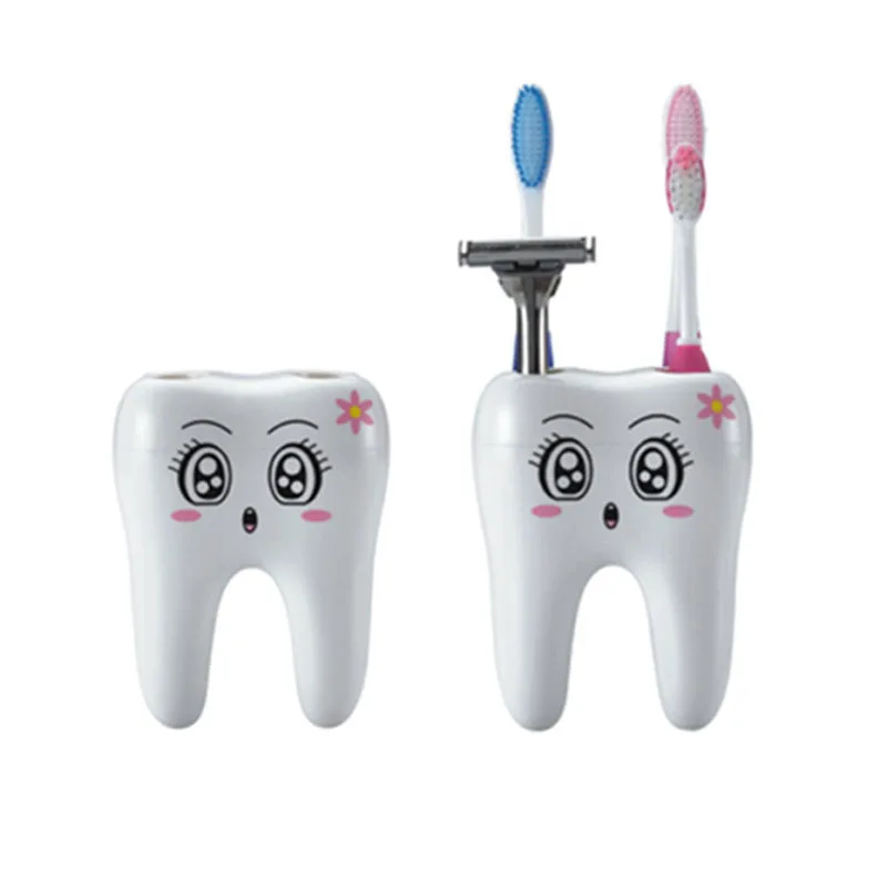 

Cartoon Teeth Style 4 Hole Stand Tooth Brush Holder, Bracket Container For Bathroom, Bathroom Accessories, Shaver holder