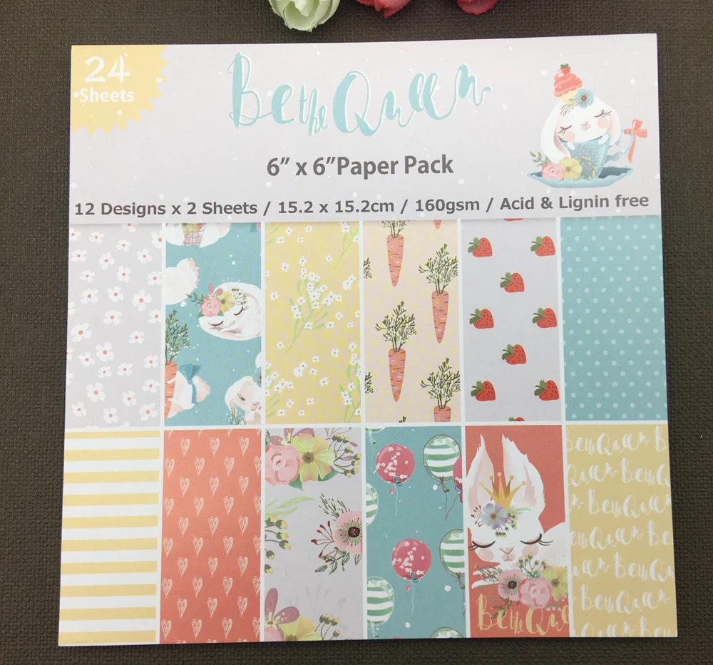 

AlinaCraft 24 sheet 6"X6" be the queen Scrapbooking design patterned paper pack andmade craft paper craft Background pad