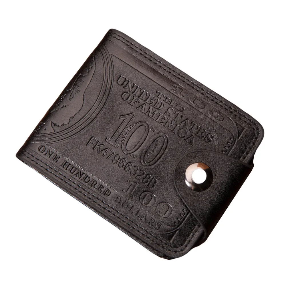 Men Printing Dollar Bill Wallet PU Leather Wallet Bifold Hasp Credit Card Bags