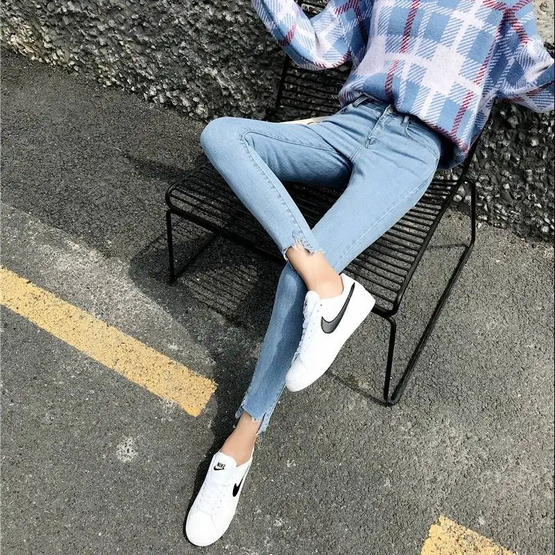 

2019 Hole Jeans Woman Sexy Jeans For Women Black Denim Pencil Pants Skinny Stretch Waist Jeans