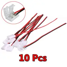 10 шт./лот электрические подключения соединения 2-штырей разъем питания для адаптера переменного тока для 3528/5050 светодиодные ленты провода с печатной платой 8 мм/10 мм