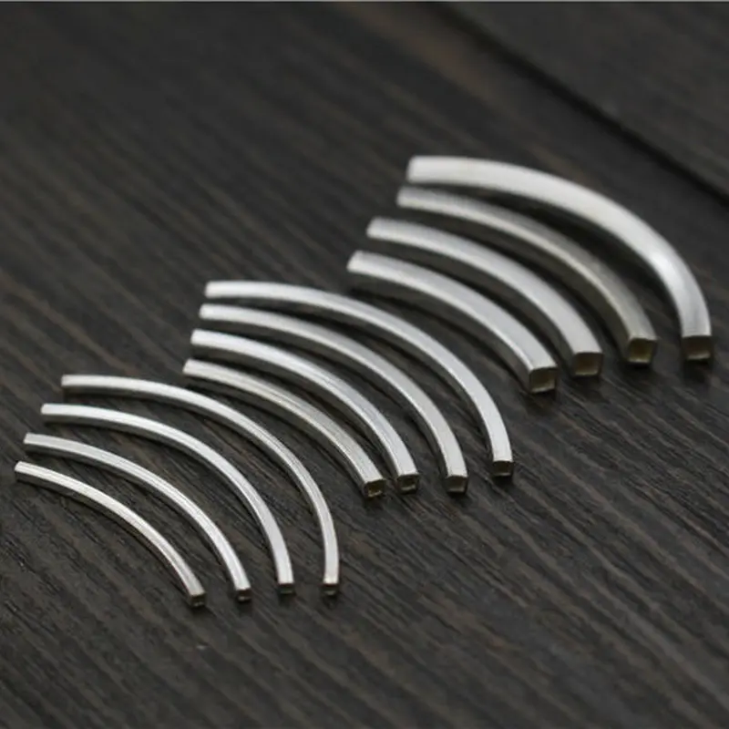

Real 925 Sterling Silver Accessories Square Crooked Connectors Pipe Suit DIY Bracelet Necklace Making Jewelry Findings