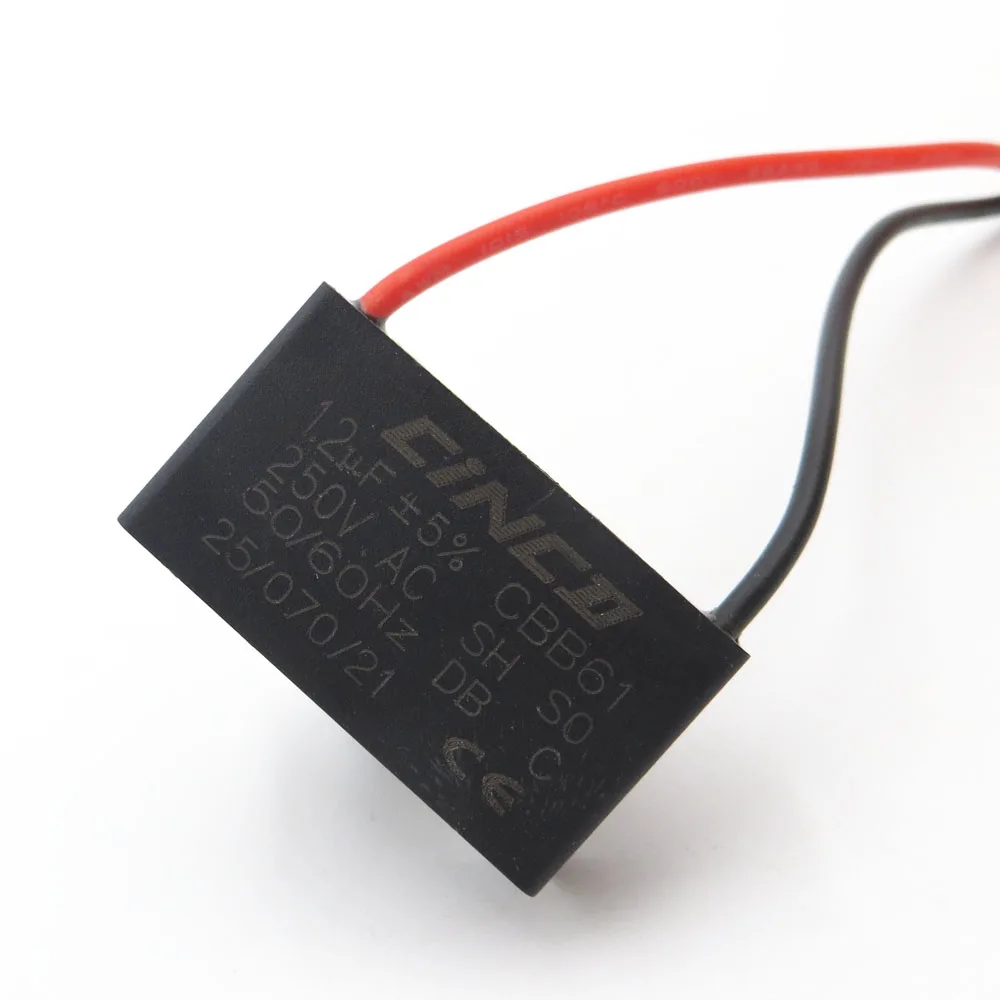Конденсатор двигателя электрический вентилятор CBB61 1 2 мкФ 250 220 V провода