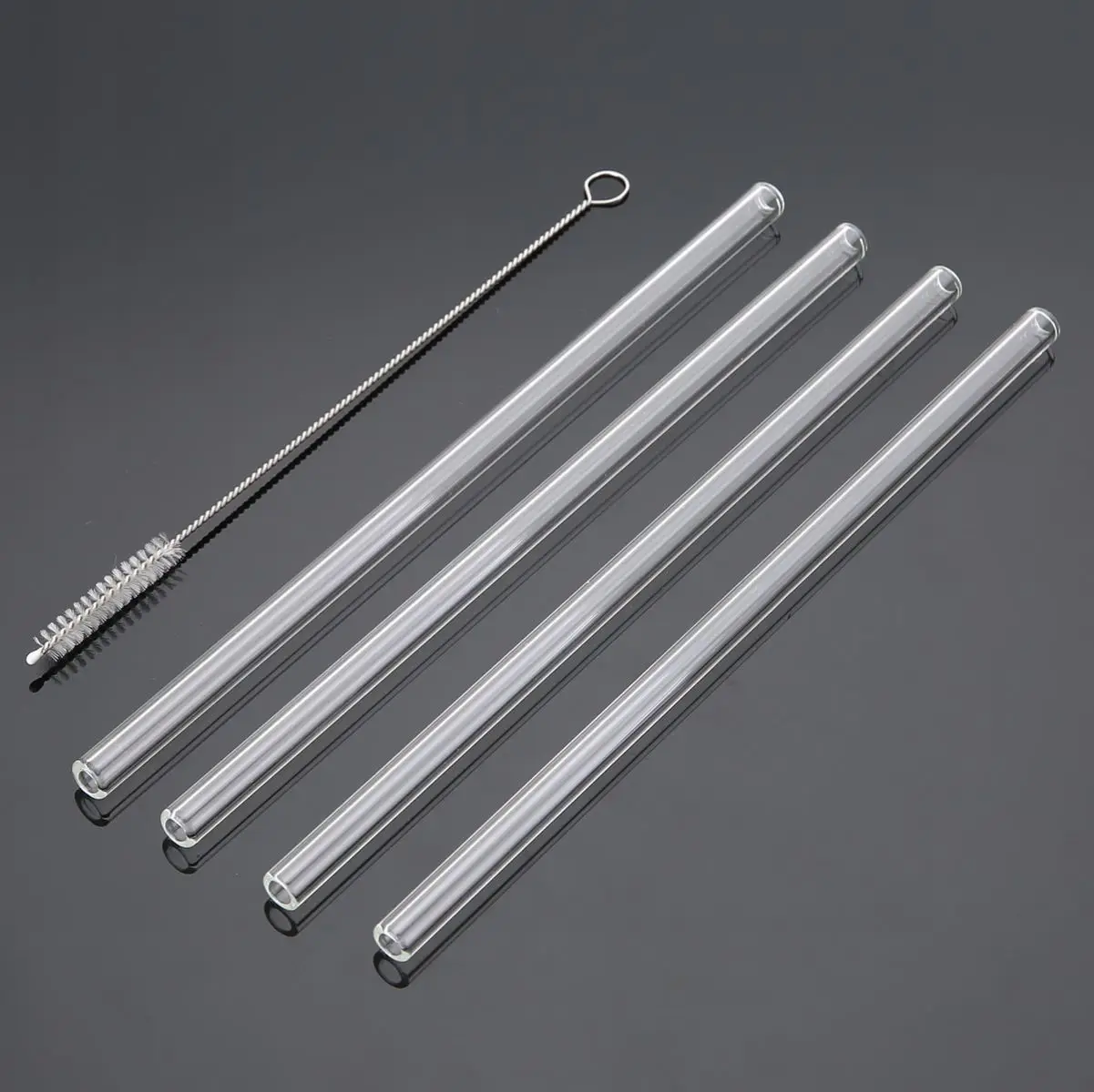 4Pcs Reusable Glass Water Drinking Straws with Cleaning Brush Temperature Resistant Environmental for Wedding Birthday Party