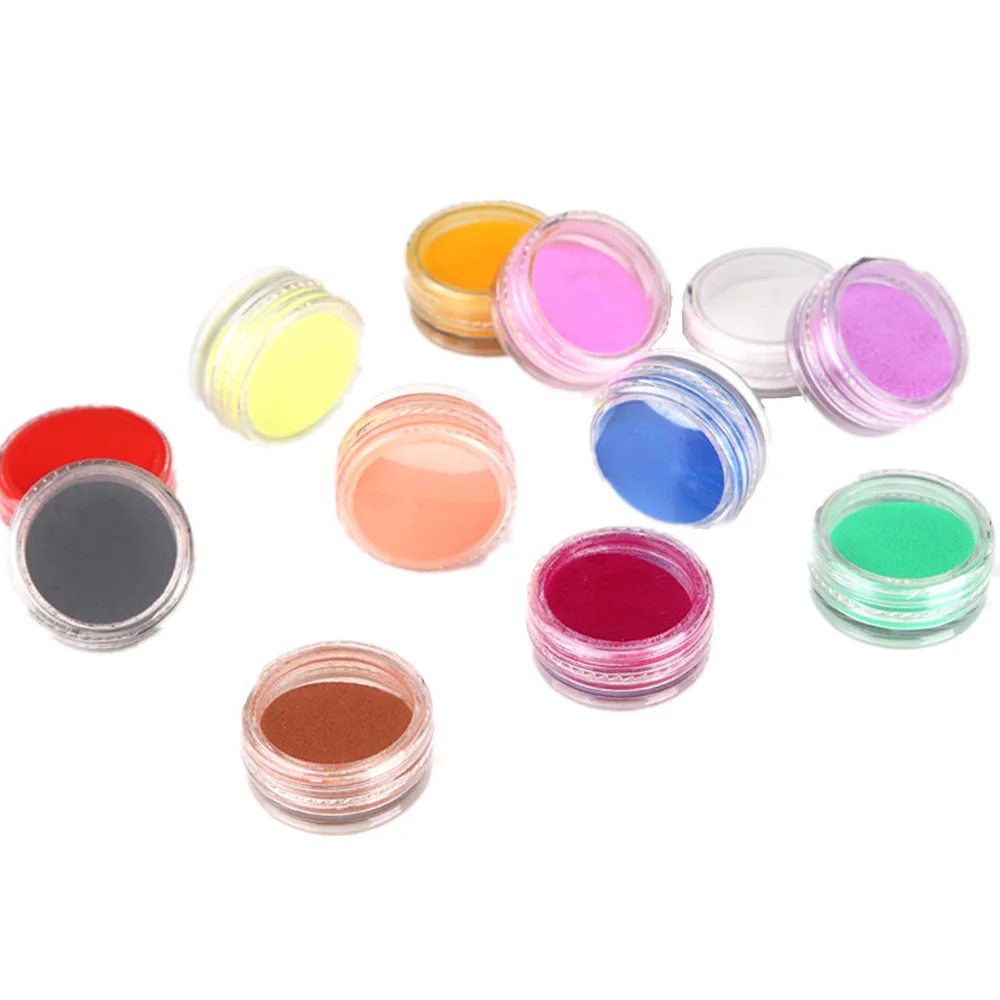 12 Colors Acrylic Powder Dust UV Gel Design 3D Tips Decoration Manicure Nail Art Acrylic Powders & Liquids Nail Cleaner Bit