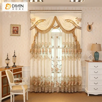 

Luxury Embroidered Window Curtains Customized Blackout Curtain High Quality Valance
