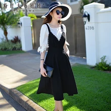 dabuwawa 2016 summer jumpsuits woman fashion slim waist black casual wide leg pants overalls women