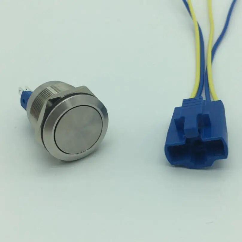 

1pcs 22mm Momentary Flat Round Waterproof Stainless Steel Metal Push Button Switch with socket