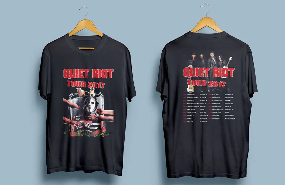 Тихий бунт Металл Tour 2017 Для Мужчин's Gildan черная футболка S XXL|black t-shirt|t-shirt blackmen t-shirt