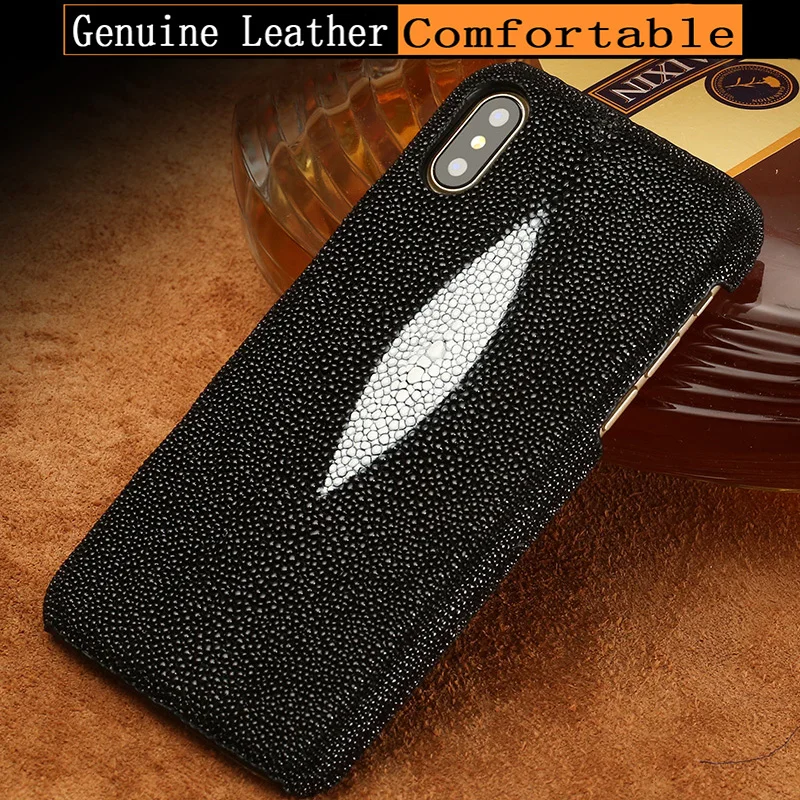 

for iPhone x case Genuine Leather Pearl fish phone case for iphone XS High end fashion Solid color protective case for iPhone6