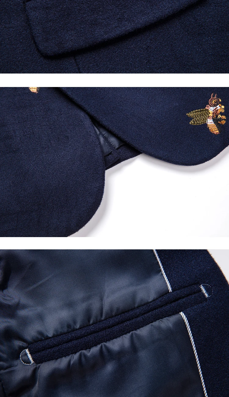 Превосходное качество, дизайнерский классический мужской блейзер в стиле барокко, пиджак на одной пуговице с вышивкой пчелы, шерстяной Блейзер, плюс размер, M-6XL