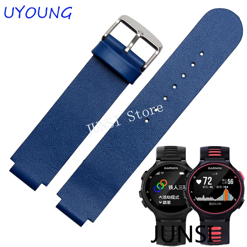 

Quality Genuine Leather Watch band 22 x15mm For Garmin forerunner 220/620/235/630/735XT Strap + Tool