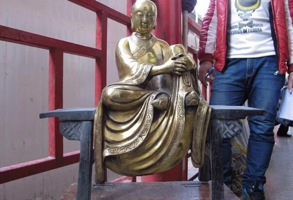 

150401 S0829 Tibet classical buddhism bronze copper arhat buddha bench or stool buddha Statue