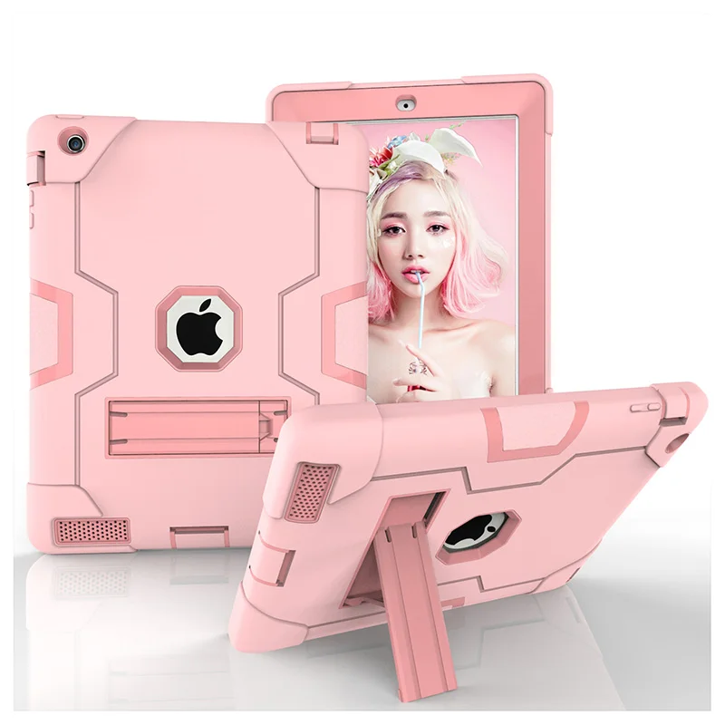 New Armor Case For Apple iPad 2 3 4 Kids Safe Heavy Duty Silicone Hard Case Cover With Stand Holder For iPad 234 Coque Cases (30)