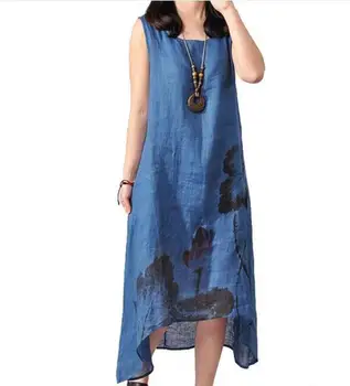 

2020 Linen Vintage Long Maternity Dresses Clothes For Pregnant Women Clothing Chinese Style Print Plus Size Pregnancy Dress