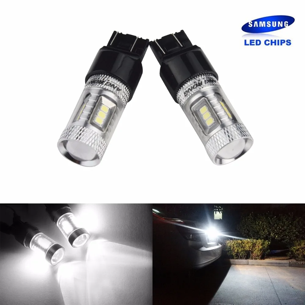 2x 580 W21//5W 7443 dual filament LED SAMSUNG Tail Brake Light Turn signal light