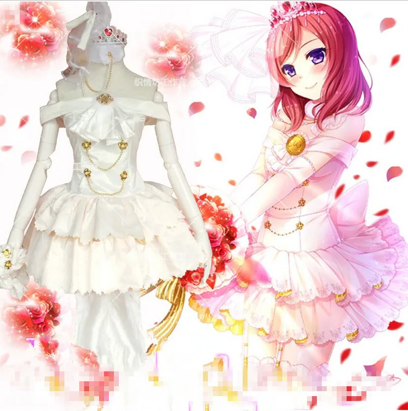 Аниме Nishikino Маки Love Live Лолита белое свадебное платье Косплэй костюм| |