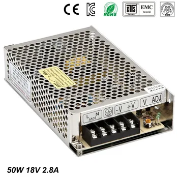 

Best quality 18V 2.8A 50W Switching Power Supply Driver for LED Strip AC 100-240V Input to DC 18V free shipping