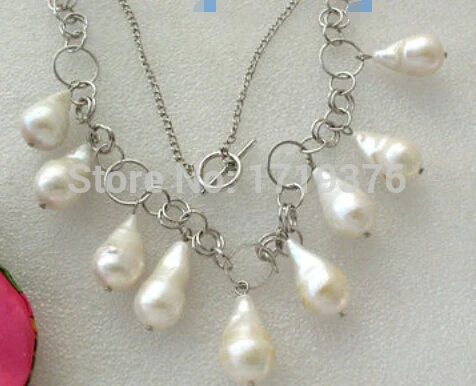 

Free shipping >>@ > 17inch White Baroque Keshi Keishi Pearl Pendant & Chain Necklace