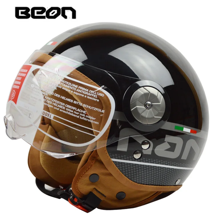

BEON Open Face Vintage Motorcycle Helmet Motorbike Casco Capacete Jet Retro Scooter Helmet ECE Certification With Clear Goggles