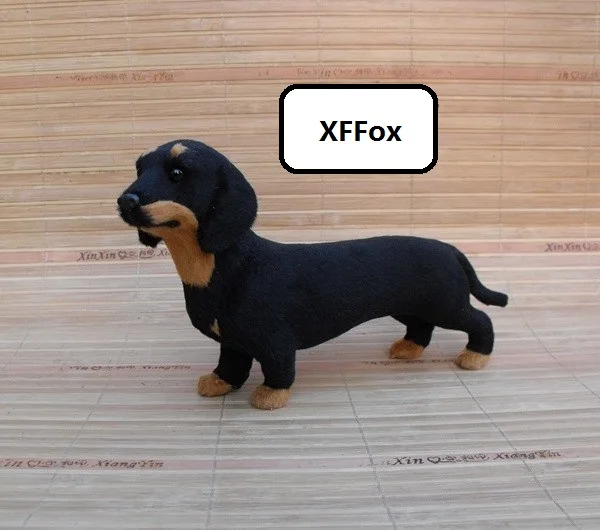 

new real life dachshund dog model plastic&furs black dog doll gift about 21x5x12cm xf1498