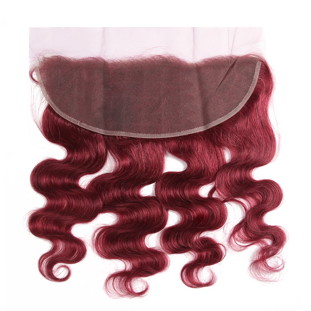 Бордовые, красные, волнистые человеческие волосы, X-TRESS, бразильские, не Реми, 13x4 дюйма