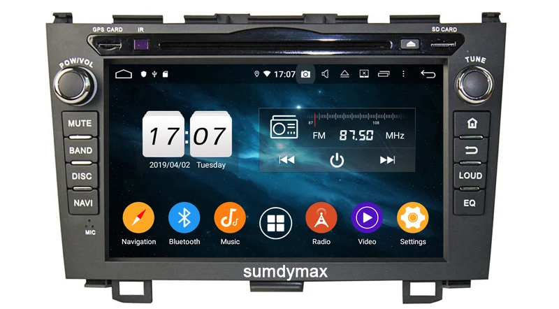 Perfect 8"Android 9.0 Car DVD Player For Honda CRV CR-V 2006-2011 4G WiFi GPS Navigation Stereo Video octa core 4G 64G 1