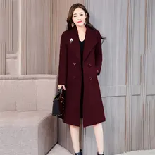 Модные шерстяные куртки больших размеров, женское двухстороннее кашемировое пальто, женское длинное осенне-зимнее шерстяное пальто A1739