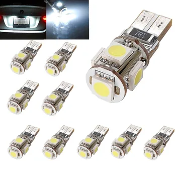 

10 XCanbus T10 LED Voiture Ampoule 5050 5SMD W5W Auto Lampe Vehicule Feu 194 168 DC 12V Blanc Pur