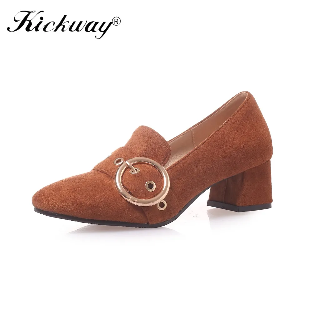 

2019 New Spring Autumn Women Pumps Black Square Heel Shoes Woman Feminino Brown Square Toe Zapatos Mujer Tacon Large Size 34-43