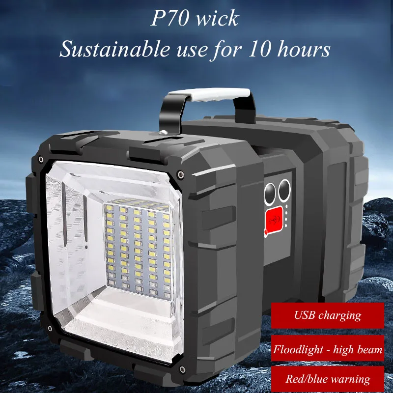 

ABS Double-sided Headlights Portable Searchlight P70 LED Spotlight USB Charging Super Bright Multi-function Outdoor Flashlight