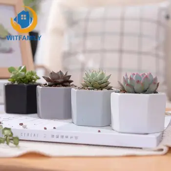 

Desktop Flower Pot Bonsai Planter 4pcs/set Decorative Hexagon Flowerpot Mini Ceramic Succulent Plant Pots