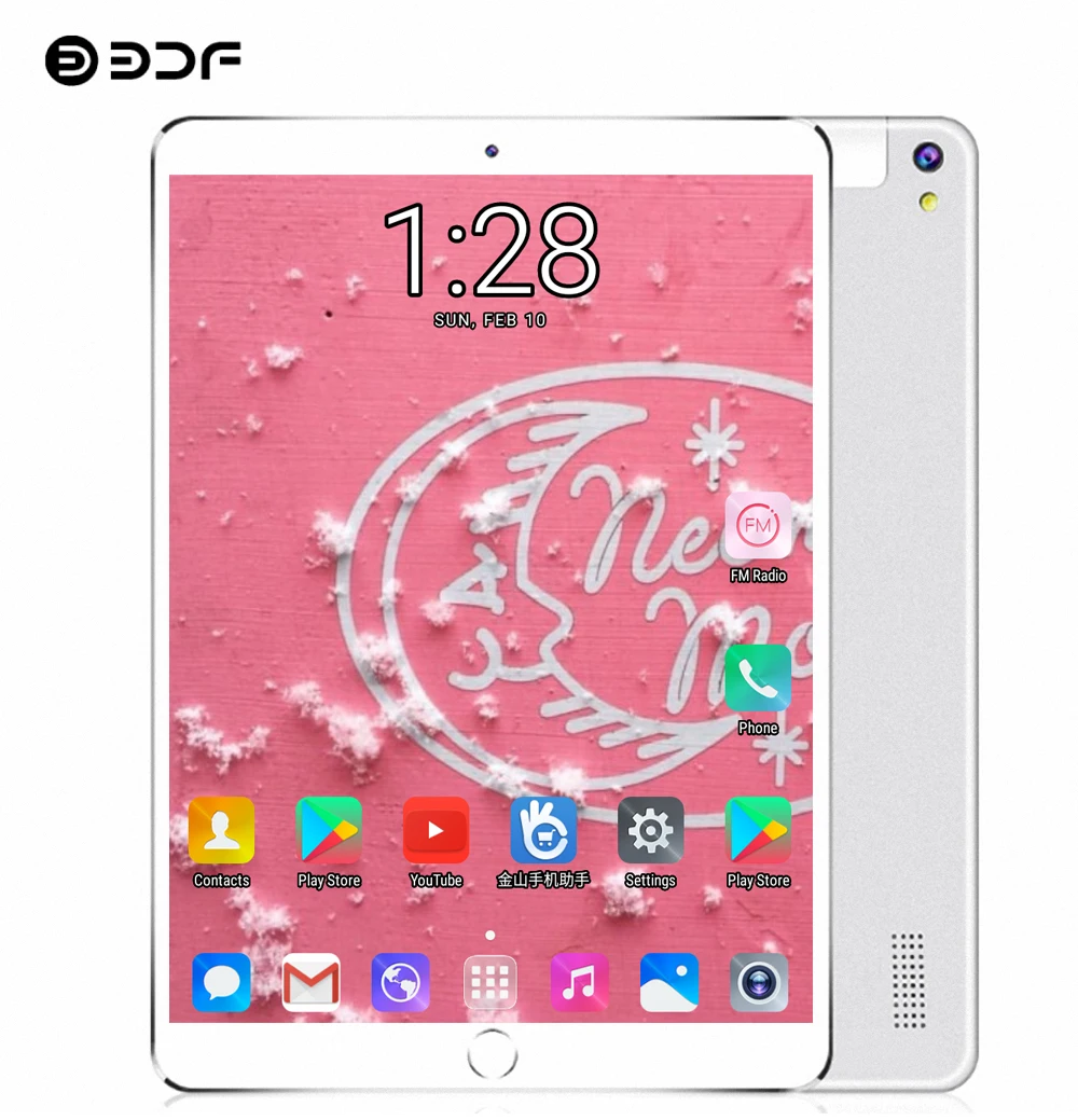 BDF 2019 New 10 Inch Tablet PC Octa Core 4GB RAM 64GB ROM 1920*1200 IPS 2.5D Tempered Glass 2 SIM C