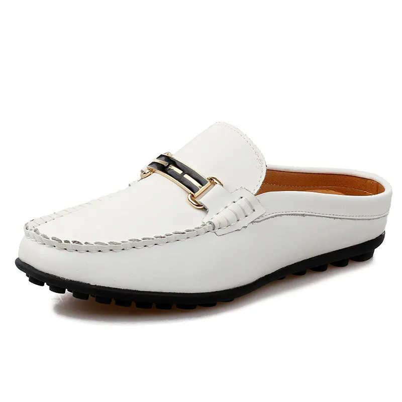 Летние Обувь мужские лоферы мужская кожаная обувь Повседневное слипоны сине-белые - Цвет: White