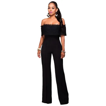 

Foreign trade new arrive women jumpsuits 2020 European and American black color fashion sexy thin lace clothing G019